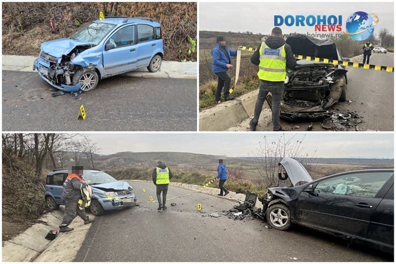 Accident la ieșirea din Dorohoi! Trei persoane au ajuns la spital în urma impactului dintre două mașini