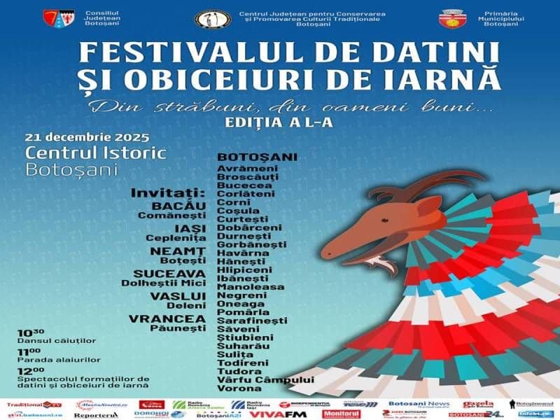 Festivalul de Datini și Obiceiuri de Iarnă „Din străbuni, din oameni buni…”, Ediția a L-a, 21 decembrie, Botoșani
