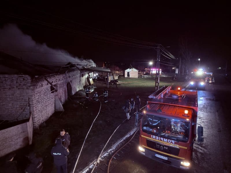 Incendiu de proporții în județul Botoșani: Depozit, service auto și vopsitorie cuprinse de flăcări
