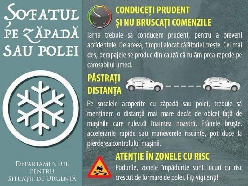 Meteorologii au emis o atenționare COD GALBEN de precipitații mixte și depuneri de polei pentru județul Botoșani