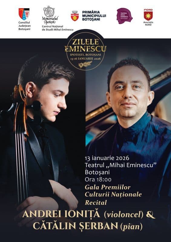 Zilele Eminescu: Recital de muzică clasică – Andrei Ioniță (violoncel) & Cătălin Șerban (pian) / (Germania)