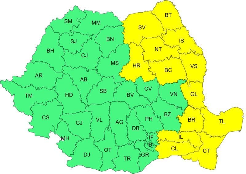 CODUL GALBEN de ger pentru județul Botoșani a fost prelungit
