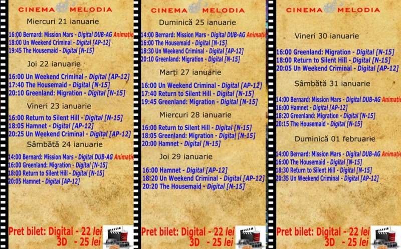 Vezi ce filme vor rula la Cinema „MELODIA” Dorohoi, în perioada 21 ianuarie – 1 februarie – FOTO