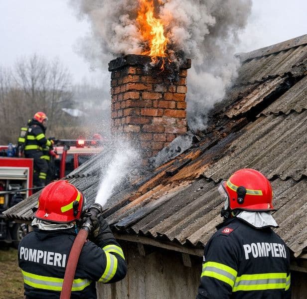 Pericolul coșurilor de fum neizolate: a doua locuință salvată de pompieri într-o singură zi la Darabani