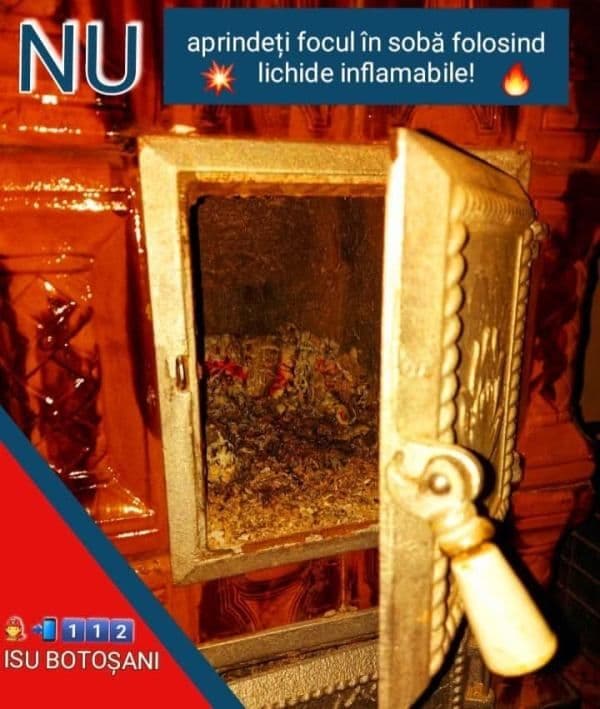 Casă din Darabani, la un pas de tragedie, din cauza aprinderii focului cu lichidele inflamabile