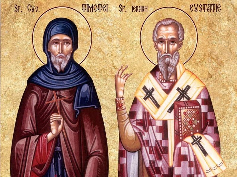 SINAXAR – 21 Februarie – Sf. Cuv. Timotei; Sf. Ier. Eustație, Arhiepiscopul Antiohiei