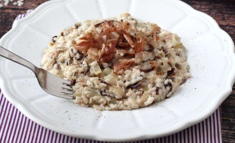 Risotto cremos cu bacon și cremă de brânză
