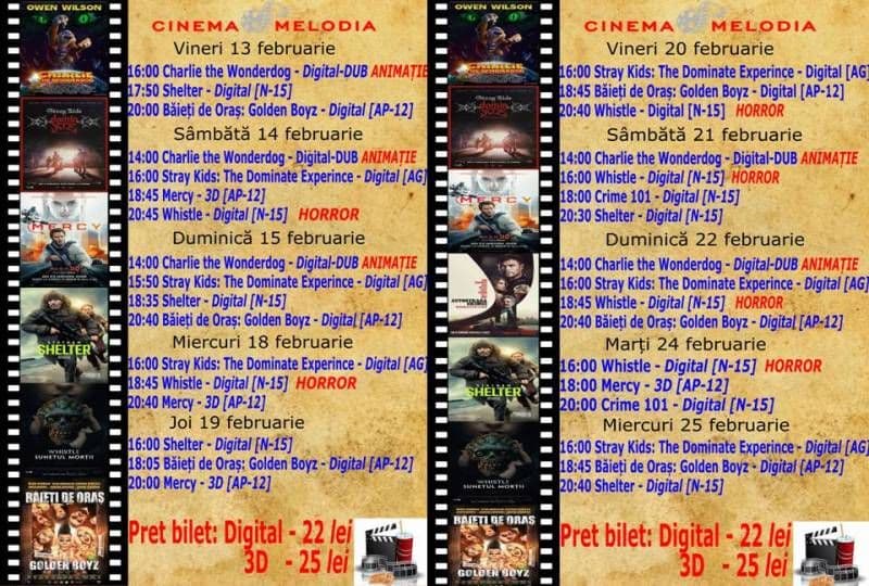 Vezi ce filme vor rula la Cinema „MELODIA” Dorohoi, în perioada 13 februarie – 1 martie – FOTO