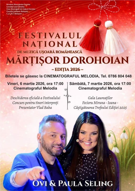 Festivalul Național de Muzică Ușoară Românească „Mărțișor Dorohoian” – În 2026, celebrăm tinerețea și talentul și aducem EUROVISION la Dorohoi!