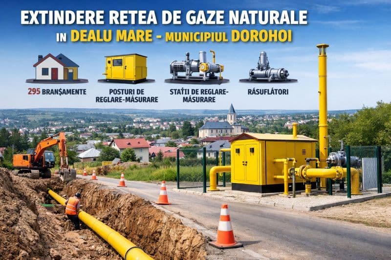 Investiție de peste 8 milioane de lei pentru extinderea rețelei de gaze naturale în Dealu Mare, municipiul Dorohoi