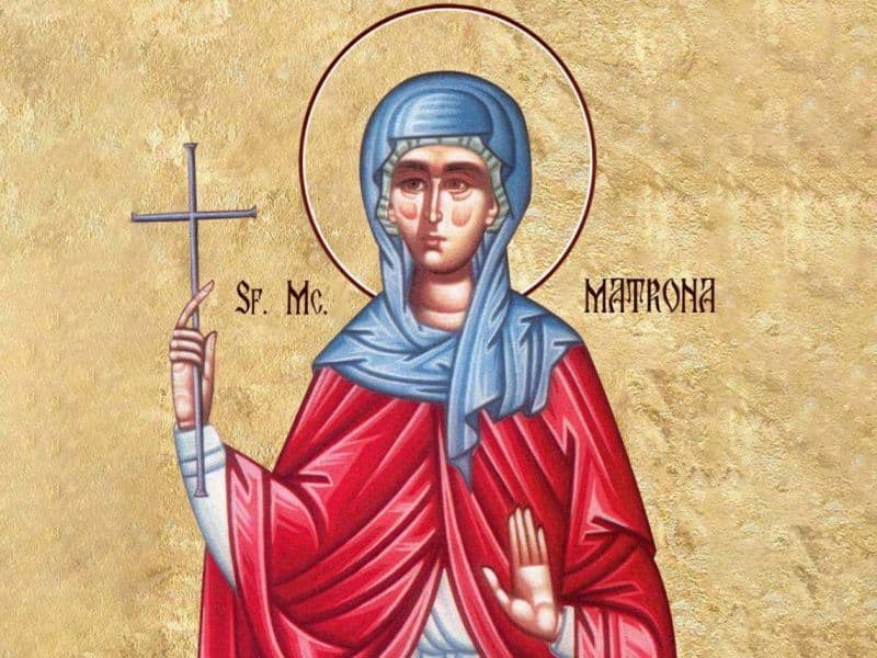 SINAXAR – 27 Martie – Sf. Mc. Matrona din Tesalonic(Denia Acatistului Bunei Vestiri)
