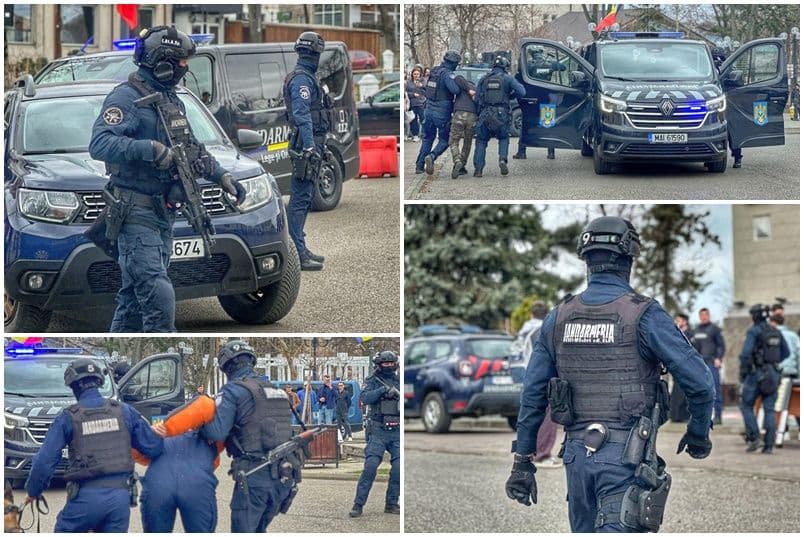 Exerciții demonstrative ale jandarmilor prezentate liceenilor din Dorohoi