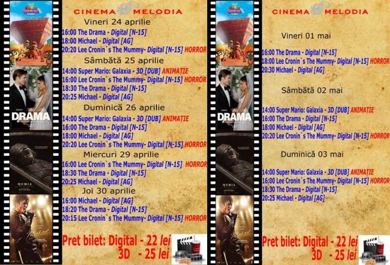 Vezi ce filme vor rula la Cinema „MELODIA” Dorohoi, în perioada 24 aprilie – 3 mai - FOTO