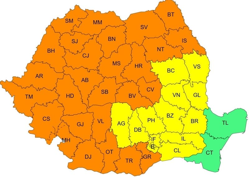 Cod portocaliu de caniculă pentru județul Botoșani