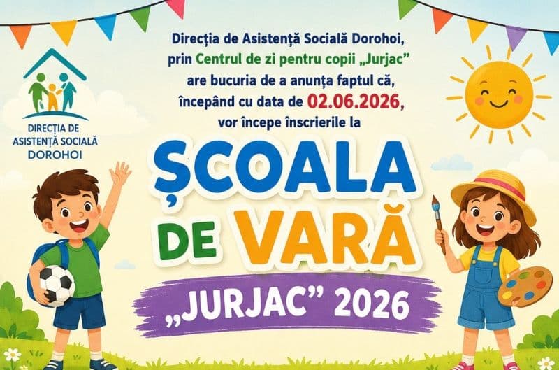 DAS Dorohoi anunță începerea înscrierilor la Școala de Vară „Jurjac” 2026