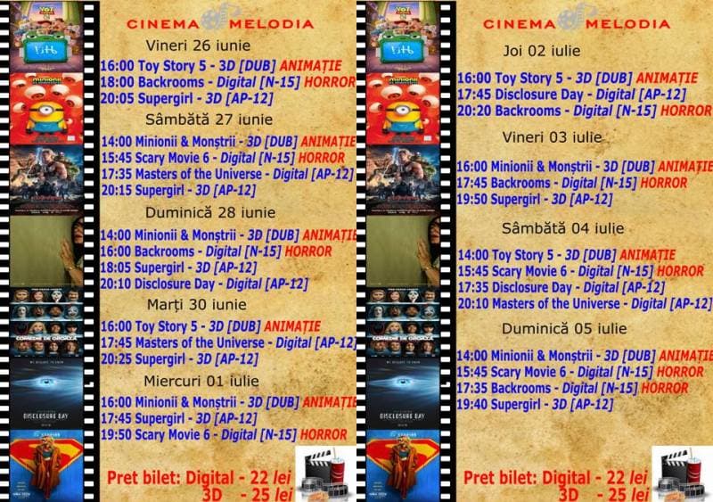 Vezi ce filme vor rula la Cinema „MELODIA” Dorohoi, în perioada 16 iunie-05 iulie - FOTO