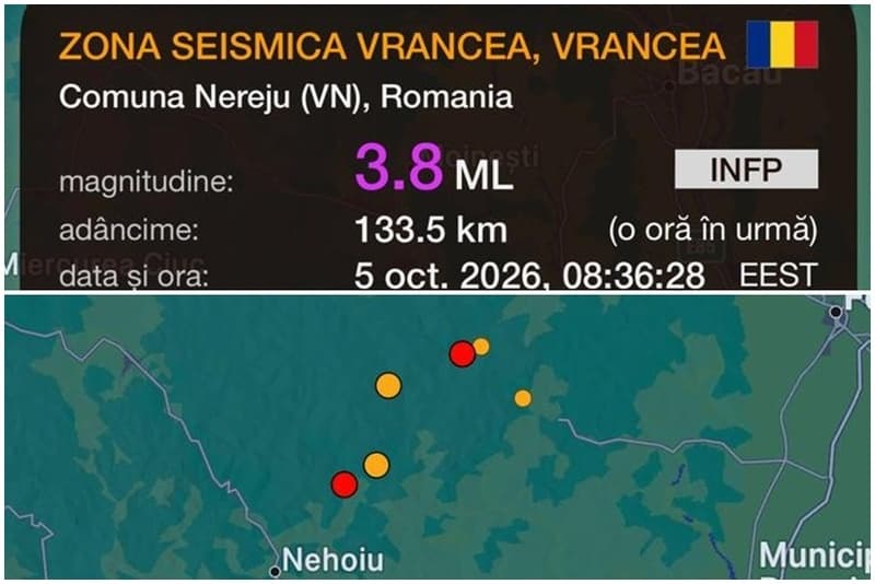 Cutremur cu magnitudinea de 3,8 produs în această dimineața în zona seismică Vrancea
