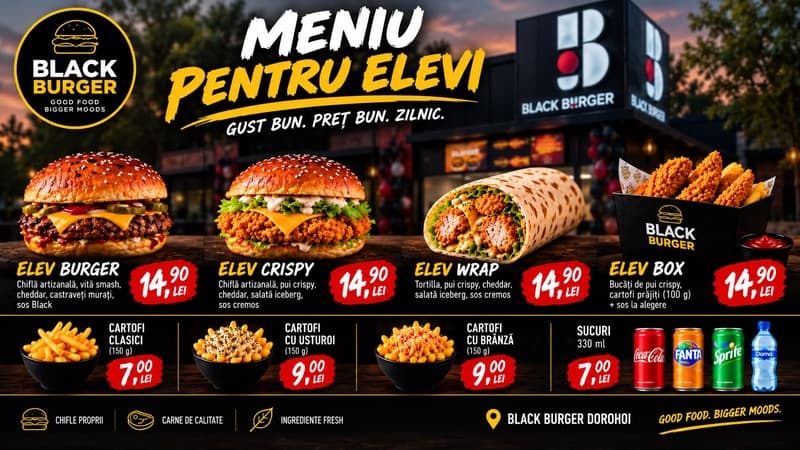 Școala începe cu gust! Black Burger dă startul meniurilor pentru elevi!