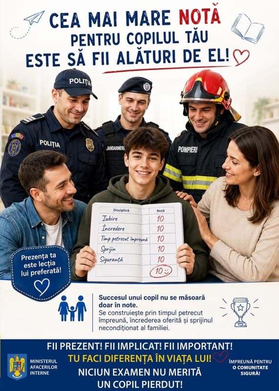 MAI lansează campania „Niciun examen nu merită un copil pierdut. Cea mai mare notă este să știe că ești alături de el!”