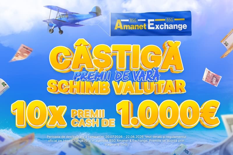 De ce să schimbi bani în altă parte? La BSG Amanet & Exchange poți câștiga 1.000 de euro cash!