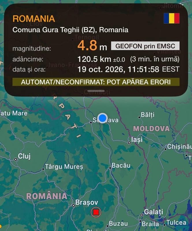 Seism de 4,8 magnitudine în Vrancea