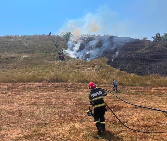 Patru incendii de vegetație uscată în doar câteva ore în județul Botoșani. La Broscăuți a ars un hectar de vegetație