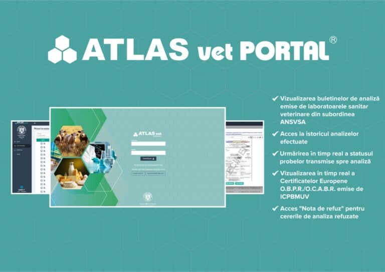 DSVSA Botoșani: Buletinele de analiză vor fi emise și transmise exclusiv în format electronic, prin intermediul Atlas Vet Portal