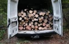 Mașină cu lemne deținute ilegal, abandonată pe un teren viran, la vederea poliţiștilor. Vezi ce a pățit șoferul!