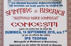 Invitație la sfințirea bisericii „Nașterea Maicii Domnului” din comuna Concești