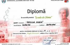 Liceul „Regina Maria” Dorohoi - Diploma Școală de chimie și 13 premii și mențiuni la Concursul Național „Magda Petrovanu”