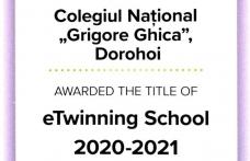 Colegiul Național „Grigore Ghica” Dorohoi – pe lista Premiilor eTwinning