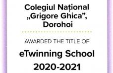 Colegiul Național „Grigore Ghica” Dorohoi – pe lista Premiilor eTwinning