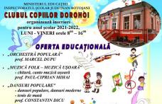 Clubul Copiilor Dorohoi organizează înscrieri pentru anul şcolar 2021-2022. Vezi detalii!