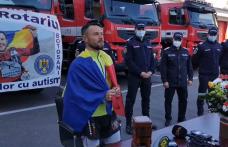 Iulian Rotariu sărbătorit de colegii pompieri după ce a revenit în țară cu trofeul „Ultra Bolivia Race”