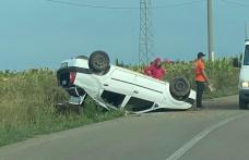 Accident în județ! O mașină s-a răsturnat la intrarea în Corni