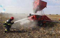 Utilaj agricol cuprins de flăcări la Dămideni. Focul a pornit de la un rulment defect care s-a supraîncălzit - FOTO