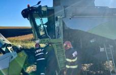 O combină a luat foc în timp ce treiera floarea soarelui