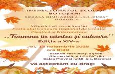 „Toamna în cântec și culoare” - Festival Concurs Regional  de Creație și Interpretare la Școala Gimnazială „A.I.Cuza” Dorohoi