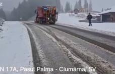Ninge ușor la munte. Zonele unde se acționează cu utilaje pe șosele. Avertisment pentru șoferi