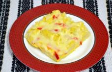 Frittata cu ardei, dovlecel și paste