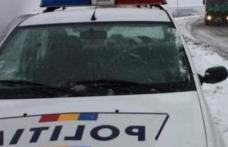 Autoturism avariat de un atelaj (sanie) tractată de un cal la Concești 