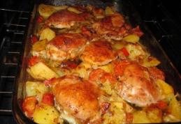 Mâncare de cartofi cu pui la cuptor