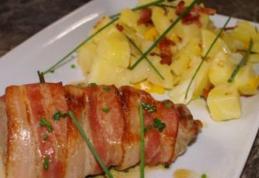 Muschiuleț de porc în bacon cu cartofi țărănești