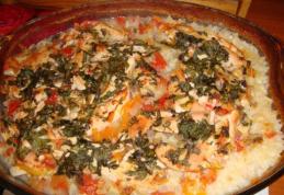 Pilaf de orez cu piept de pui la cuptor