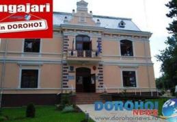 Primăria municipiului Dorohoi scoate la concurs noi locuri de muncă. Vezi detalii!
