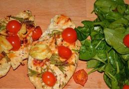 Piept de pui cu legume pe grill