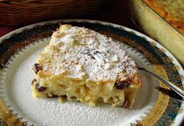 Budincă de paste cu brânză dulce şi zmeură