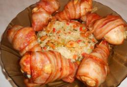 Ciocănele de pui învelite în bacon