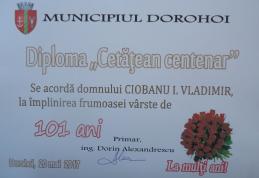 Veteran de război din Dorohoi, sărbătorit la 101 de ani