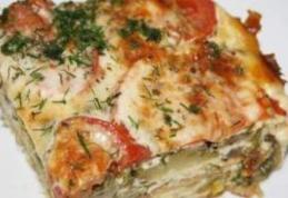 Budincă de vinete cu dovlecei